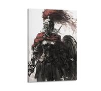 Póster artístico de guerrero espartano El último soporte para pared, lienzo estético, póster de música vintage y películas, pintura decorativa para sala de estar, dormitorio, 40 x 60 cm, estilo marco