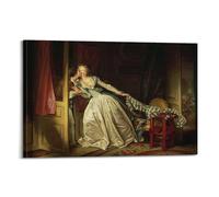 Póster artístico de Jean-Honoré Fragonard Painter Works (El beso robado), lienzo y arte de pared, impresión moderna para decoración de dormitorio familiar, 60 x 90 cm
