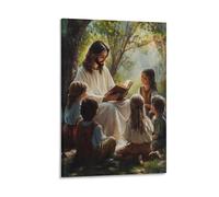 Póster artístico de Jesús Jesucristo leyendo la Biblia, obras de arte geniales, pintura artística para pared, lienzo, pósteres para colgar, 12 x 18 pulgadas (30 x 45 cm)