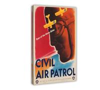 Póster artístico de la Patrulla Aérea Civil Avión Piloto Avión Guerra Avión Americano Vintage Póster y Arte de Pared Impresión Moderno Marco de Decoración de Dormitorio Familiar 30.5 x 45.7 cm