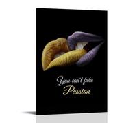 Póster artístico de labios femeninos con texto en inglés "Hot Kiss You Can't Lose Passion Art", arte vintage, lienzo de pared, decoración estética, sala de estar, habitación de niños, cafetería, baño