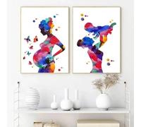 Póster artístico de madre e hijo, impresión en lienzo para decoración de pared, ginecología de mujer embarazada, arte de pared para sala de estar, dormitorio, 60 x 80 cm, 2 piezas, sin marco