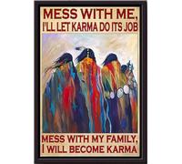 Póster artístico de "No te metas con mi familia" de los nativos americanos, lienzo de pared, regalo para hombres y mujeres amantes de los leones, cultura de los nativos americanos, impresiones