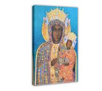 Póster artístico de Nuestra Señora de Czestochowa con retrato de Madonna negra y arte de pared, marco moderno para decoración de dormitorio familiar, 60 x 90 cm