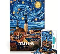 Póster artístico de Paisaje Urbano de Tallin, Estonia Rompecabezas de 1000 Piezas para Adultos Juguete de ingenio Diversión en Interiores Arte de Bordes precisos Artículo Coleccionable 50x75cm