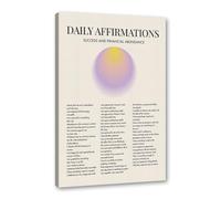Póster artístico de pared con citas de afirmación diaria, lienzo con degradado positivo, impresiones estéticas, para sala de estar, decoración del hogar (SKU2,30.5 x 45.7 cm, enmarcado (lienzo