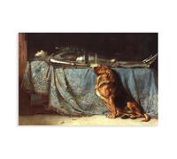 Póster artístico de pared con diseño de perro Riviere Requiescat de 1888, diseño de duelo de perro, muerte y Greiving