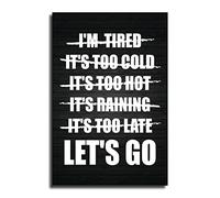 Póster artístico de pared con texto en inglés "Let's Go No Excuses Gym en blanco y negro", regalo de motivación para ejercicio, arte de fitness, lienzo y arte de pared, póster moderno para decoración