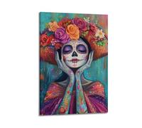Póster artístico de pared de Catrina del Día de Muertos de la tradición mexicana, ideal para sala de estar, dormitorio, entrada, decoración del hogar, 20 x 30 cm
