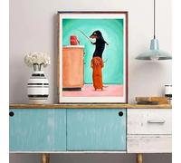 Póster artístico de perro salchicha Dachshund para pared, imagen divertida de mascota, lienzo impreso para decoración del hogar en la sala de estar (40x50cm/marco interno)