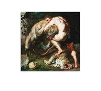 Póster artístico de Peter Paul Rubens Hércules luchando contra el león de Nemea, impresiones artísticas para pared, cuadros fotográficos, decoración del hogar, 60 x 60 cm