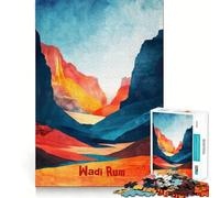 Póster artístico de Wadi Rum Rompecabezas de 1000 Piezas para Adolescentes Desarrollo Mental diversión tamaño Uniforme Piezas precisas Actividad Relajante para Grupos en Interiores (38x26cm)