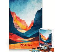 Póster artístico de Wadi Rum, Rompecabezas de 1000 Piezas para Adultos, Rompecabezas Que estimula la Memoria, la Paz y la diversión, Bordes limpios, Regalo Original (38x26cm)