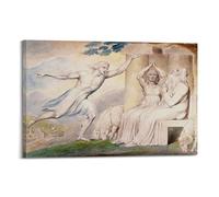 Póster artístico de William Blake con texto en inglés "The Messengers Tell Job of His Misfortunes", de William Blake, lienzo para colgar, ideal para decoración del hogar, 50 x 75 cm