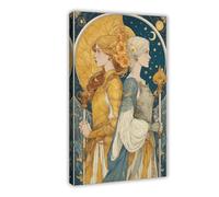 Póster artístico del tarot del caballero del sol y la luna, lienzo para decoración de pared, pinturas para sala de estar, dormitorio, 20 x 30 pulgadas (50 x 75 cm)