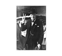 Póster artístico en lienzo con diseño de V for Victory Winston Churchill de la Segunda Guerra Mundial y arte de pared, impresión moderna para dormitorio, sin marco, 50 x 75 cm