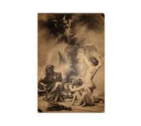 Póster artístico en lienzo de brujas que van al sábado de 1910 de 12 x 16 pulgadas, impresión moderna para decoración de dormitorio familiar, sin marco, 30 x 45 cm