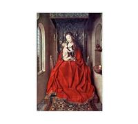 Póster artístico en lienzo de La Lucca Madonna Jan Van Eyck y arte de pared, impresión moderna para decoración de dormitorio familiar, sin marco, 50 x 75 cm