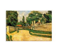Póster artístico en lienzo de Paul Cézanne con diseño de casas a lo largo de una carretera y arte de pared, decoración moderna de dormitorio familiar, sin marco, 50 x 75 cm