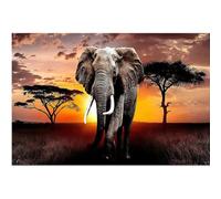 Póster artístico impreso en lienzo - Diseño de elefante, obra de arte de la fauna africana, ideal para decorar paredes de sala de estar, dormitorio o cocina (70x100cm/Sin marco)