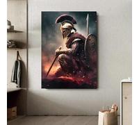 Póster artístico retro de 300 guerreros espartanos, último casco espartano, lucha de samuráis, lienzo, cuadro de pared, decoración del hogar, 50 x 70 cm (19,6 x 27,5 pulgadas), sin marco.