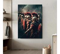 Póster artístico retro de 300 guerreros espartanos, último casco espartano, lucha de samuráis, lienzo, cuadro de pared, decoración del hogar, 50 x 70 cm (19,6 x 27,5 pulgadas), sin marco.