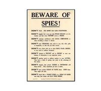 Póster artístico sobre lienzo con texto en inglés "Beware of Spies Government Security Notice" de la Primera Guerra Mundial y arte de pared, impresión moderna para dormitorio, sin marco, 60 x 90 cm