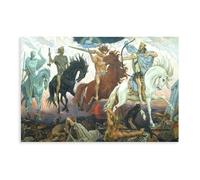 Póster artístico sobre lienzo de 4 jinetes del Apocalipsis Viktor Vasnetsov 1887 y arte de pared, decoración moderna de dormitorio familiar, 60 x 90 cm