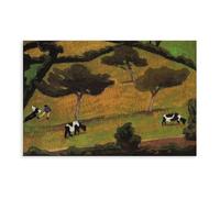 Póster artístico sobre lienzo de Roger De La Fresnaye con diseño de vacas en un prado y arte de pared, decoración moderna para dormitorio familiar, 40 x 60 cm