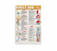 poster Basic First Aid Guide Poster, CPR & Emergency Procedure Knowledge Canvas Print, Informative Wall Art for Office, Clinic, Bedroom(Framed,12x18inch(30x45cm))
