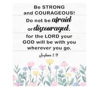 poster Be Strong and Courageous Bible Verse Print - Modern Christian Artwork for Bedroom, Office, Faith-Based Home Decor (Framed,12x18inch(30x45cm))