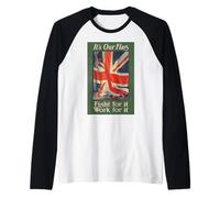 Póster británico de 1915 con Texto en inglés «It's Our Flag, Fight For It» Camiseta Manga Raglan