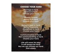 poster Choose Your Hard Wall Art - Discipline vs Regret Motivational Quote Print for Home Office & Gym Decor(Framed,12x18inch(30x45cm))
