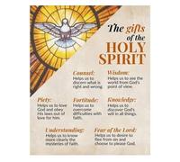 poster Christian Home Decor Poster - The Seven Gifts of the Holy Spirit Art Print, Uplifting Religious Wall Decor for Living Spaces(Unframed,08x12inch(20x30cm))