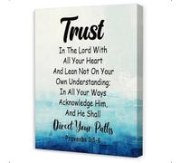 poster Christian Wall Art - Proverbs 3:5-6 Full Verse Print, Trust & Guidance Scripture, Farmhouse or Modern Decor for Any Room(Framed,12x18inch(30x45cm))