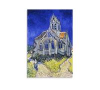Póster clásico de Vincent Van Gogh-Iglesia en Auvers Obras de arte en lienzo para habitación, impresiones artísticas estéticas para pared, decoración moderna del hogar, 50 x 75 cm