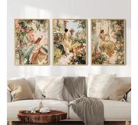 Póster clásico francés de una noble mujer de la nobleza, fiesta, hermoso columpio, jardín, romance, lienzo, impresiones, decoración de pared para el hogar, 30 x 40 cm, 3 piezas sin marco