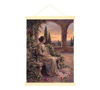 Póster colgante de lienzo para mujer, arte de pared clásico romántico con flores vides ninguno pastel póster colgante con marco para apartamento, sala de estar, dormitorio, decoración de 12 x 16