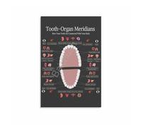 poster Complete Meridian Tooth Diagram, Acupressure Points Canvas Art, Gift for Dentist, New Office, Holistic Practice Decor(Framed,08x12inch(20x30cm))