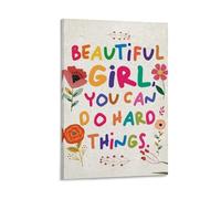 Póster con citas inspiradoras de Beautiful Girl You Can Do Amazing Things - Lienzo decorativo para pared (60 x 90 cm)