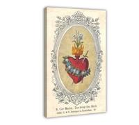 Póster con diseño de corazón inmaculado y antiguo corazón de Jesucristo para dormitorio, decoración de pared, oficina, habitación, marco de regalo, 61 x 91 cm