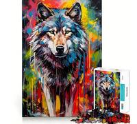 Póster con Estampado de Lobo,Rompecabezas de 1000 Piezas para Adultos,Divertido para Entrenar la Mente,componentes Resistentes y de Corte Limpio,Actividad Relajante para la Mente (38x52cm)