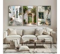 Póster con estampados de paisajes mediterráneos, estilo vintage, ideales para viajes a Italia, decoración de pared y hogar (40x60cm x 3 / Sin marco).