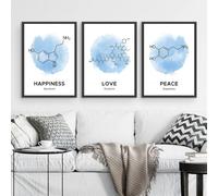 Póster con estructura molecular de dopamina, lienzo para pared escolar, impresión de química, ciencia, decoración del aula (30 x 40 cm, 3 unidades)