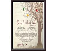 Póster con la letra de Three Little Birds de Bob Marley, enmarcado en lienzo mate