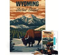 Póster con Paisaje de bisontes de Wyoming,Rompecabezas de 1000 Piezas para Adultos,Divertido para Entrenar la Mente,componentes Resistentes y de Corte Limpio,Actividad Relajante para la Mente