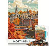 Póster con Paisaje Urbano de Nottingham, Rompecabezas difícil para Adultos, 1000 Piezas, estimula la Memoria, Juego Relajante, Corte Premium, (50x75cm)