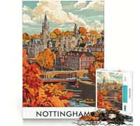 Póster con Paisaje Urbano de Nottingham, Rompecabezas difícil para Adultos, 1000 Piezas, estimula la Memoria, Juego Relajante, Corte Premium, (38x52cm)