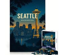 Póster con Paisaje Urbano de Seattle, Washington Rompecabezas de 1000 Piezas para Adultos Mejora la Memoria y Alivia la ansiedad Decoración de Pared con Bordes Afilados (50x75cm)