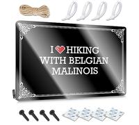 Póster con texto en inglés "I Love Hiking With Belgian Malinois", decoración de otoño al aire libre, estilo vintage, reutilizable, decoración de cruce, fácil de colgar (30 x 40 cm)